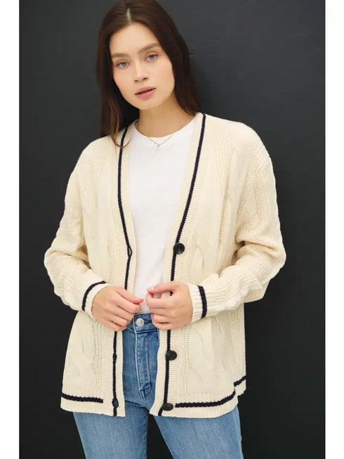 JUST RIGHT STRIPE CARDIGAN